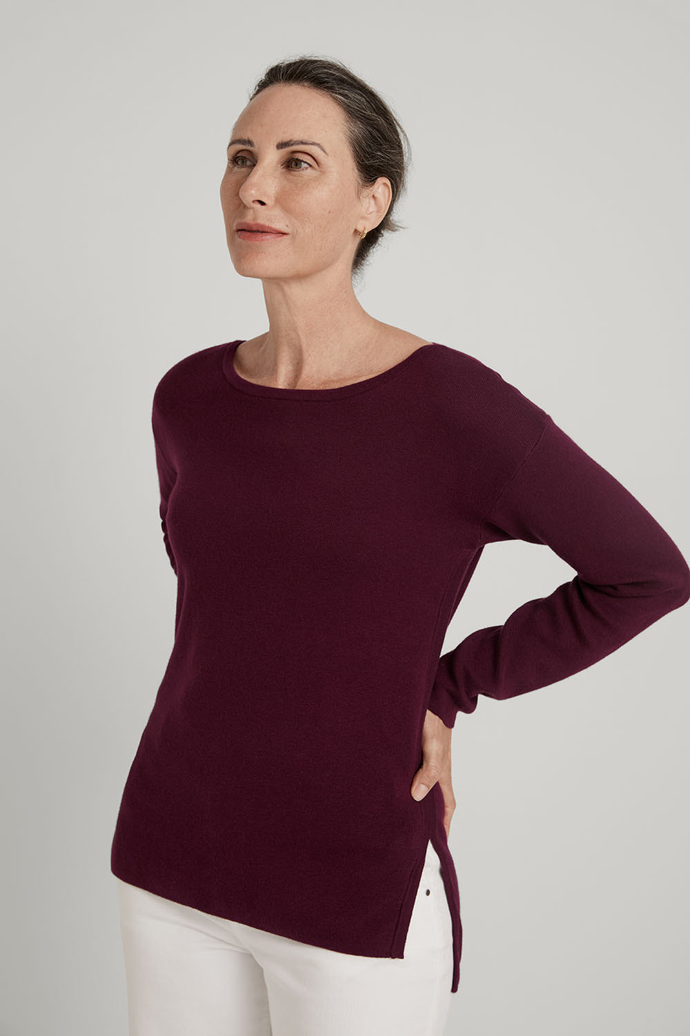 Cotton Cashmere Split Hem Knit