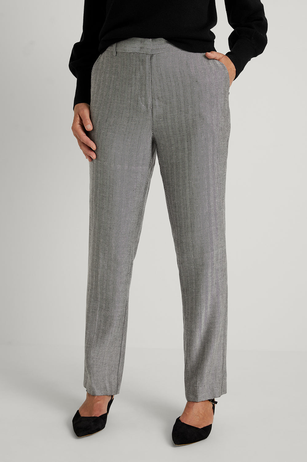Linen Wool Blend Herringbone Pant
