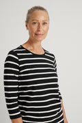 Cotton Stripe 3/4 Sleeve T-Shirt