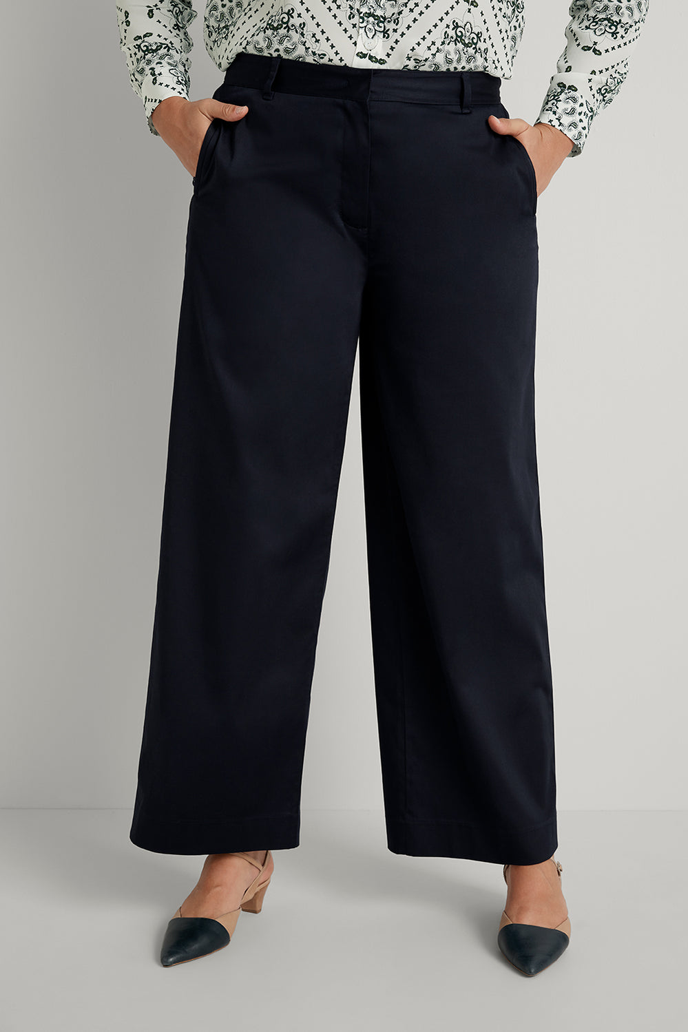 Cotton Sateen Wide Leg Pant
