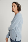 Yarn Dyed Pique Zip Hem Sweat