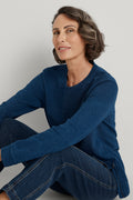 Indigo Pique Zip Hem Sweat