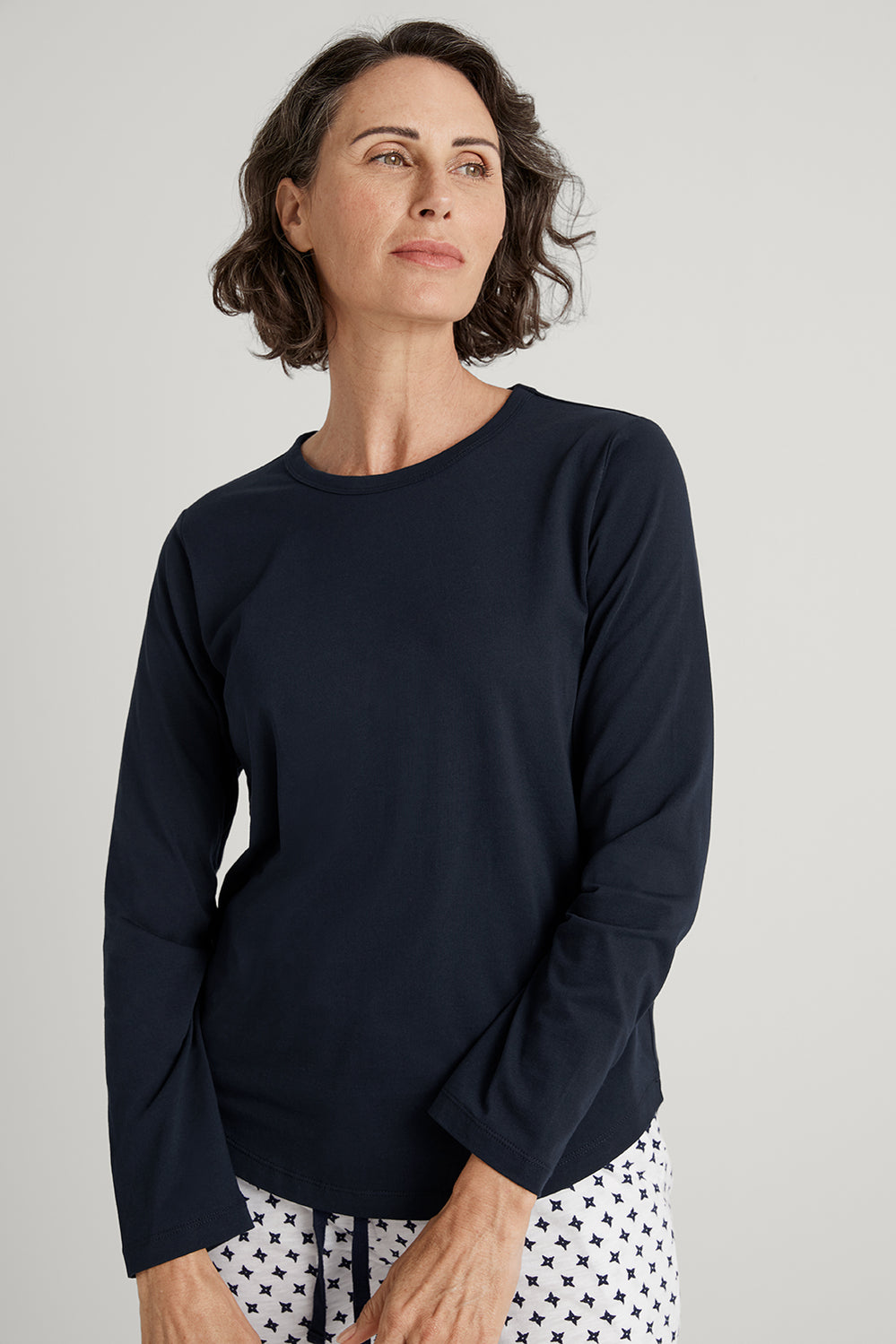 Cotton Scoop Hem T-Shirt