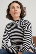 Merino Relaxed Roll Neck Stripe Knit
