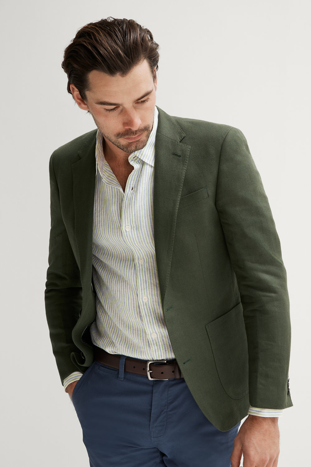Tailored Fit Linen Cotton Dobby Blazer
