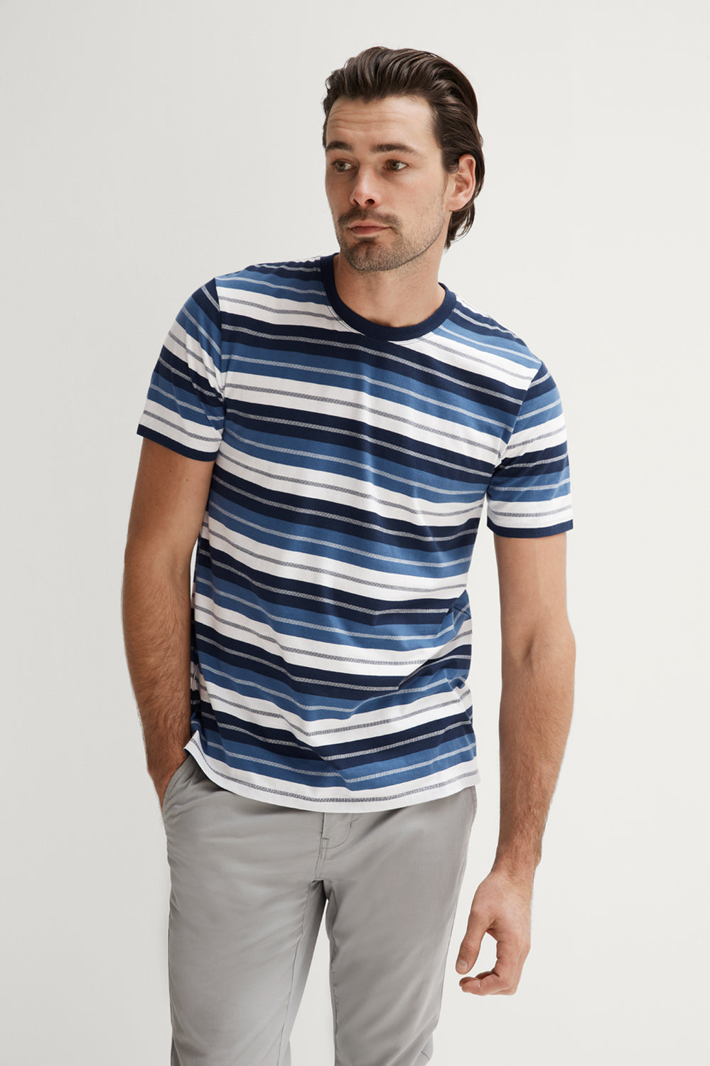 Cotton Jacquard Stripe T-Shirt