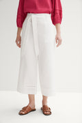 Linen Lattice Trim Cropped Pant