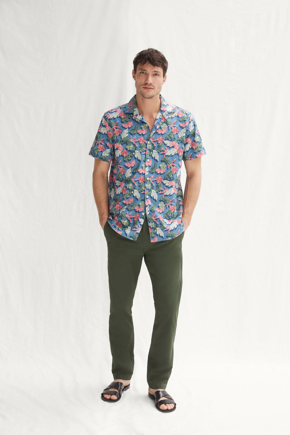 Regular Fit Shadow Tropical Print Shirt