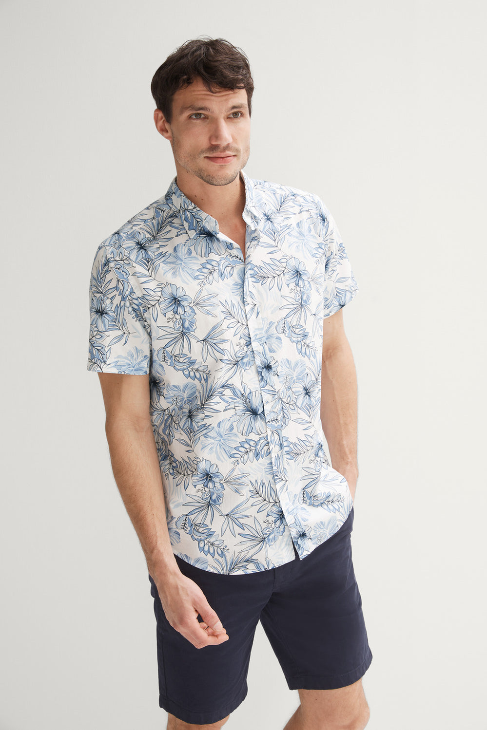Regular Fit Tropical Flora Print Shirt