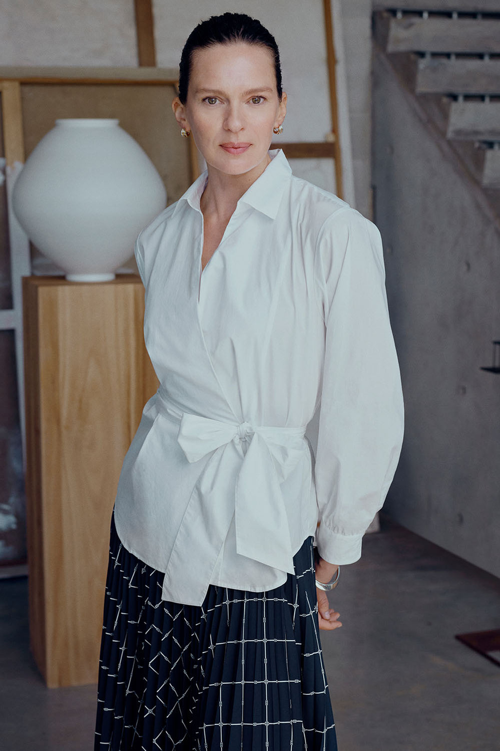 Cotton Poplin Wrap Shirt
