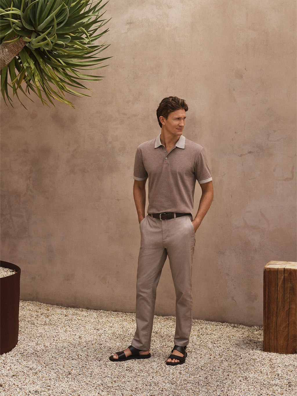 Regular Fit Yarn Dyed Cotton Dobby Chino