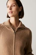 Wool Yak Rib Zip Through Cardigan