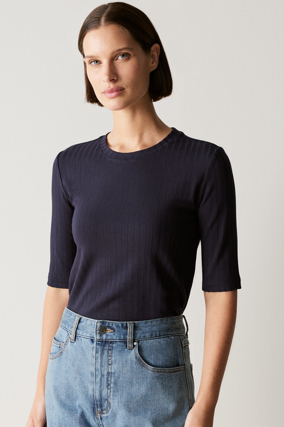 Viscose Rib Half Sleeved T-Shirt