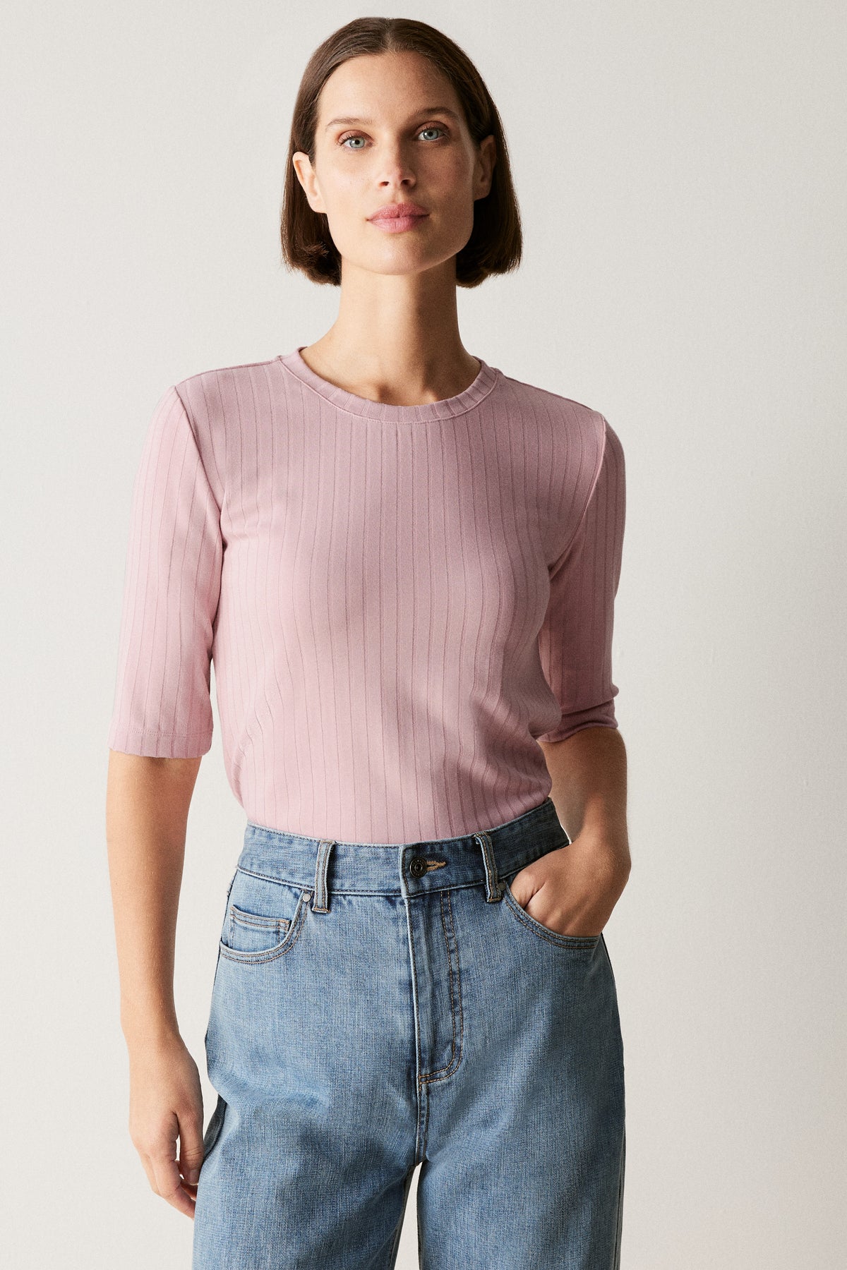 Viscose Rib Half Sleeved T-Shirt