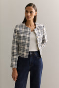 Italian Check Tweed Cropped Jacket