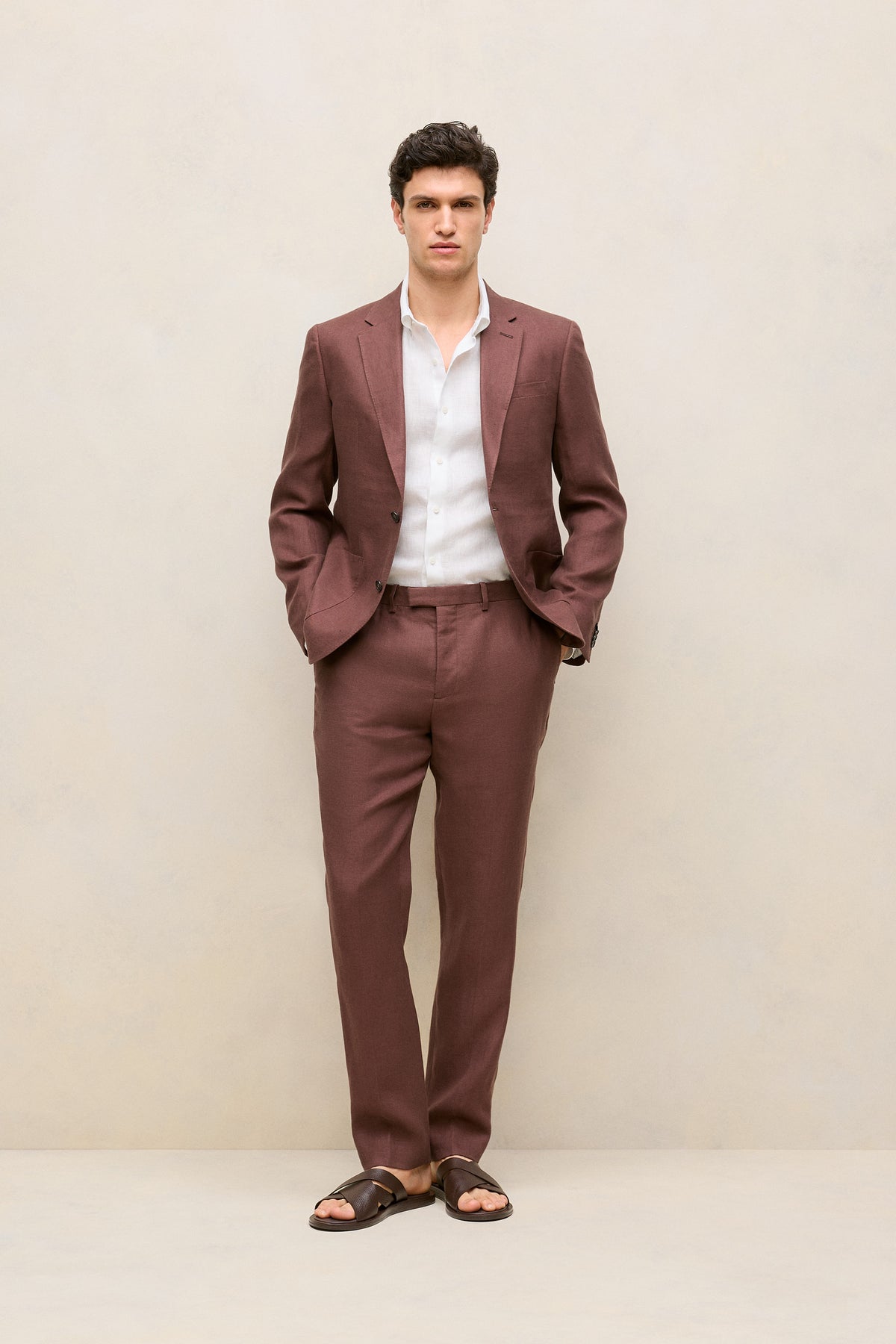 Tailored Fit Linen Long Sleeve Shirt