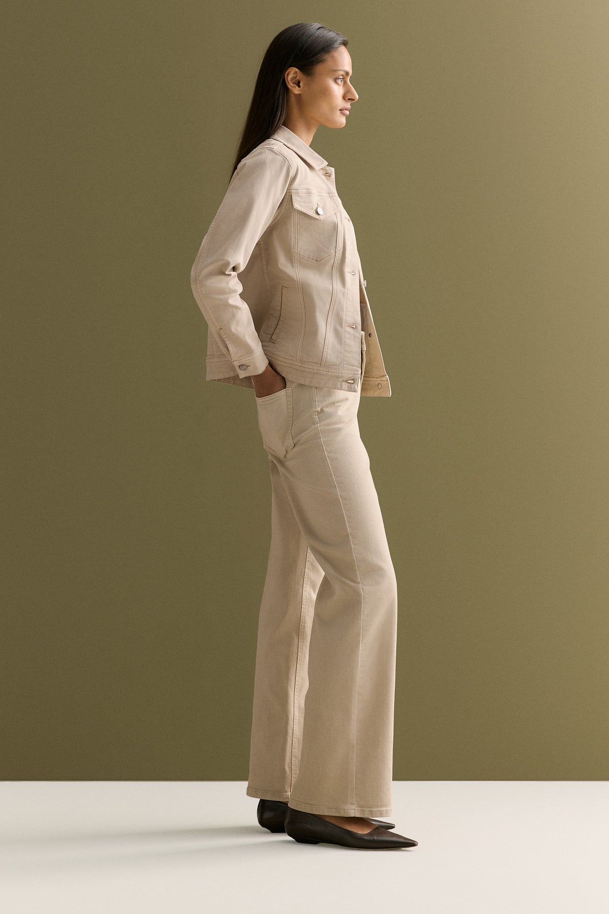 Garment Dyed Wide Leg Jean