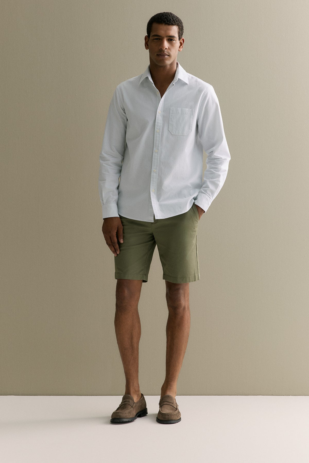 Regular Fit Twin Stripe Monogram Oxford Shirt