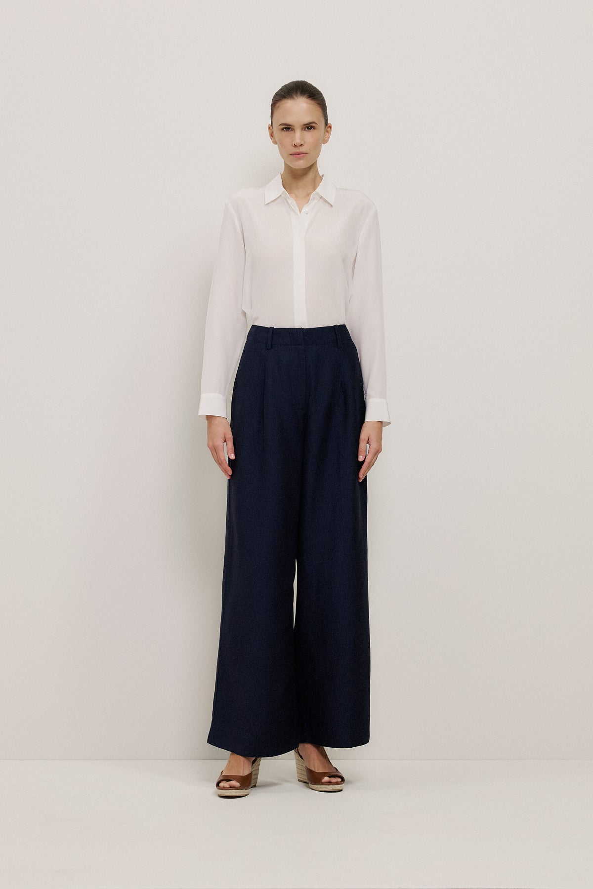 Silk Concealed Placket Shirt