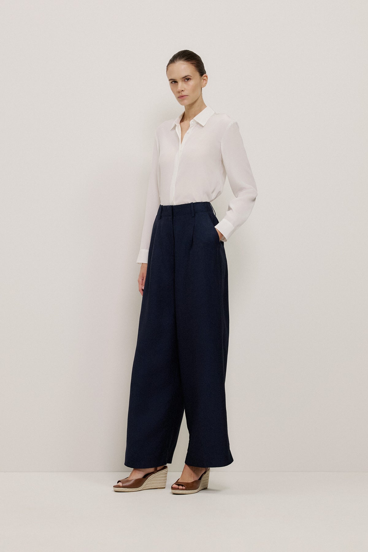 Silk Concealed Placket Shirt