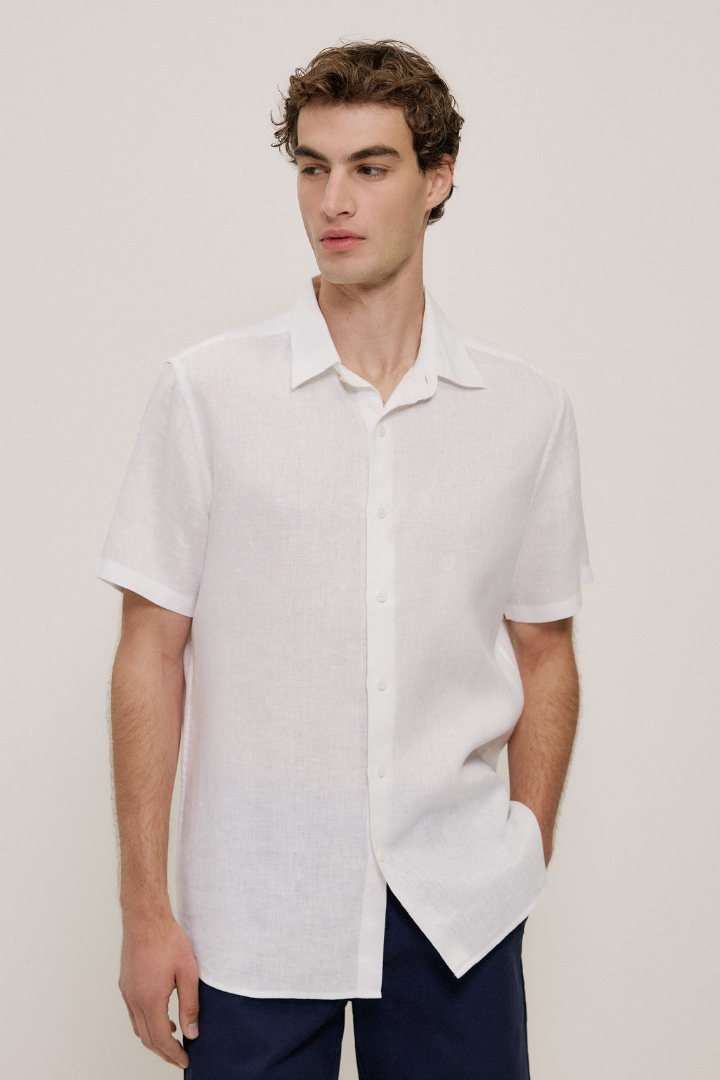 Regular Fit Linen Short Sleeve Shirt