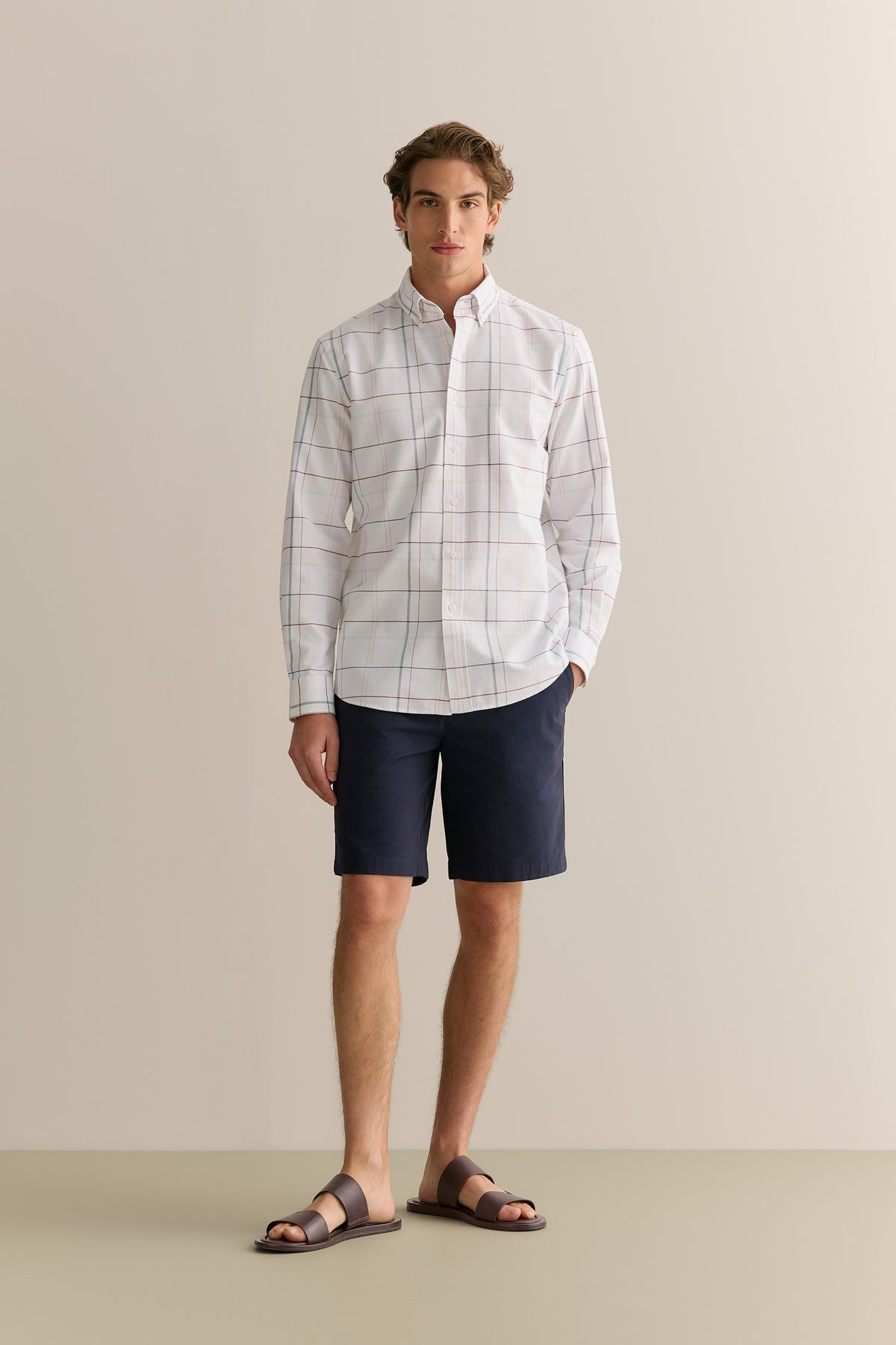 Regular Fit Yarn Dyed Cotton Check Oxford Shirt