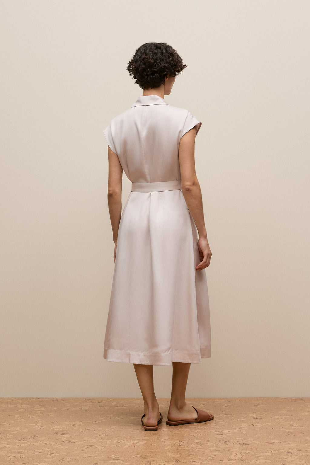 Soft Pleat Belted Dress