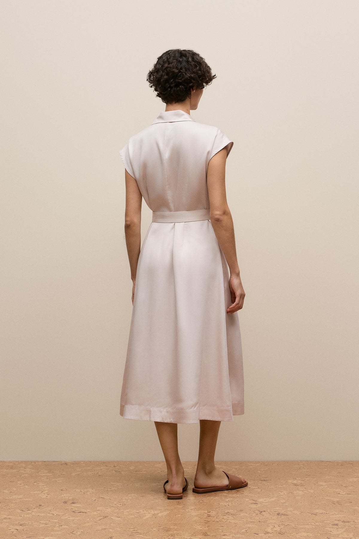 Soft Pleat Belted Dress