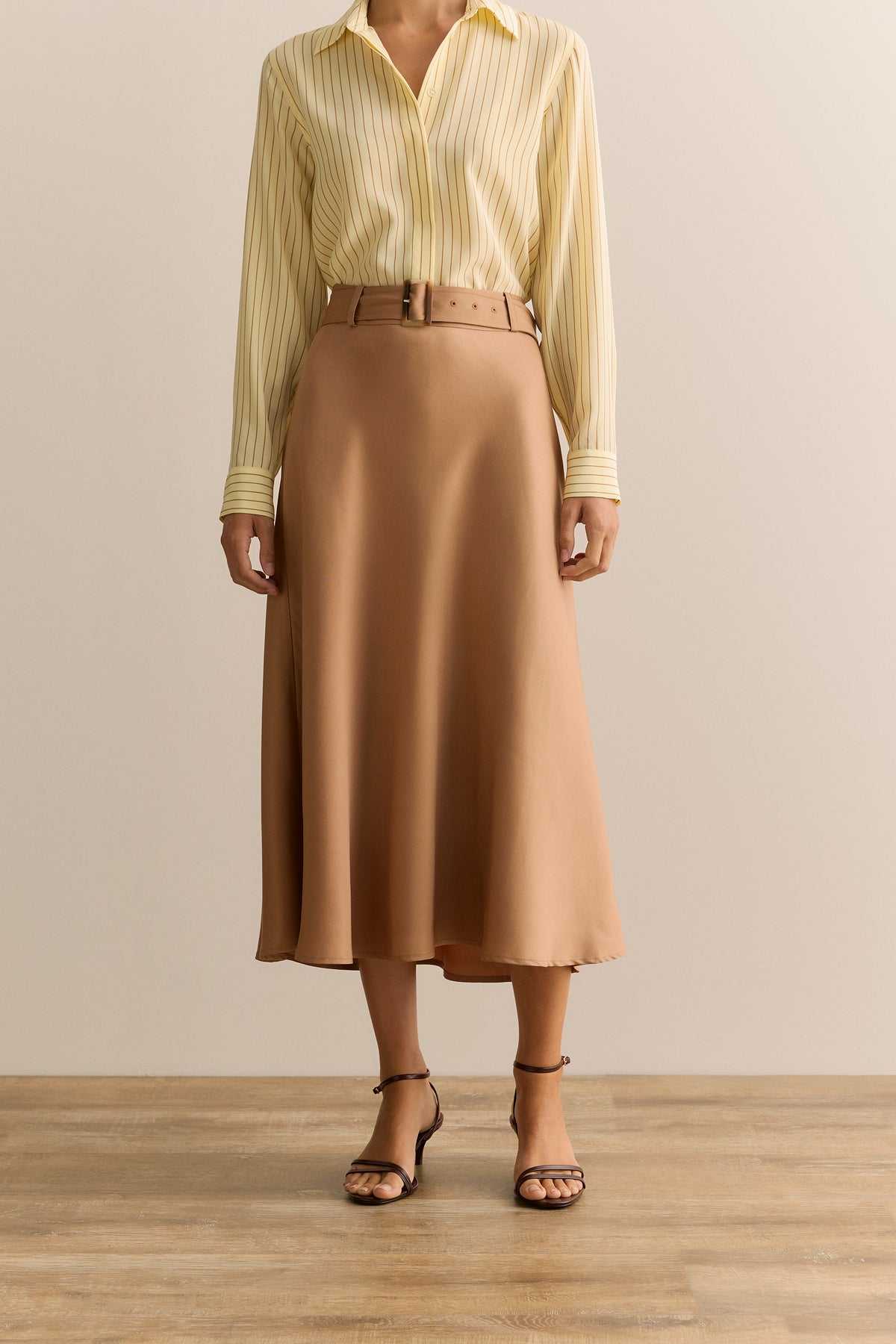 Bias Cut Belted Skirt