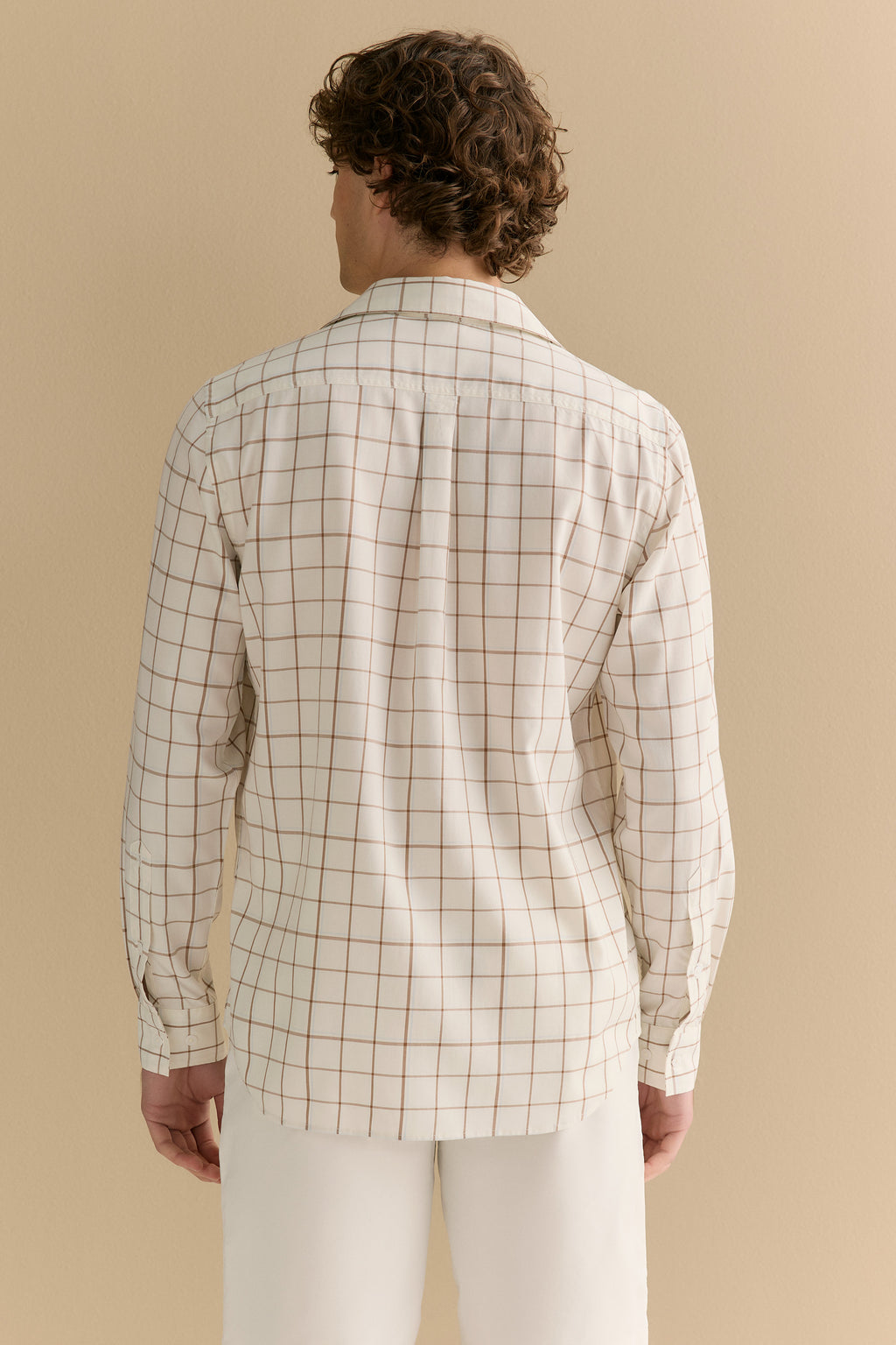 Regular Fit Lyocell Cotton Windowpane Check Shirt