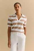 Mercerised Cotton Stripe Polo