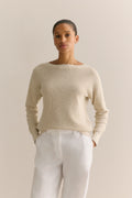 Cotton Linen Boat Neck Knit