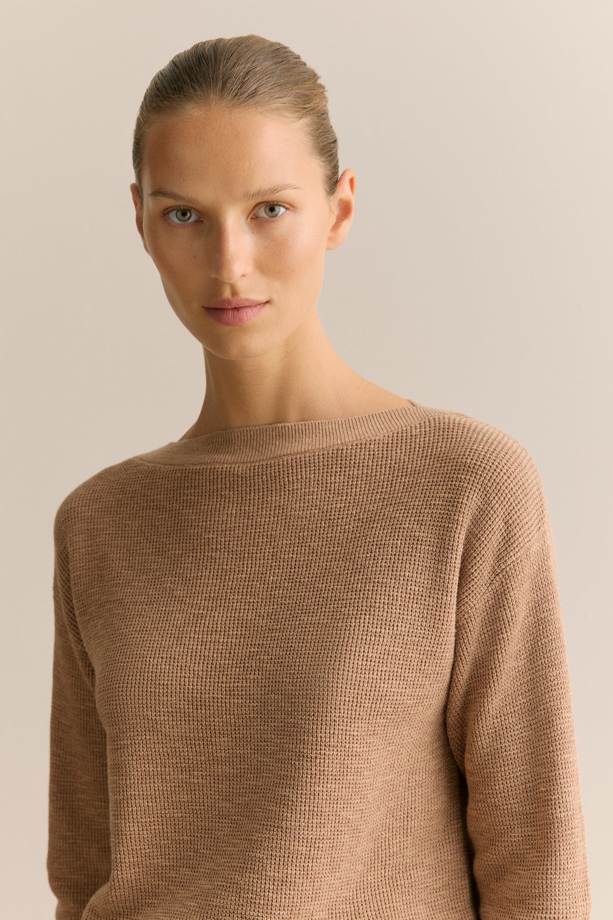 Cotton Linen Boat Neck Knit