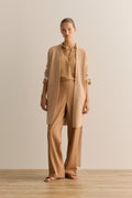 Wool Double Knit Belted Longline Cardigan