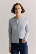 Wool Cashmere Speckled Crew Cardigan