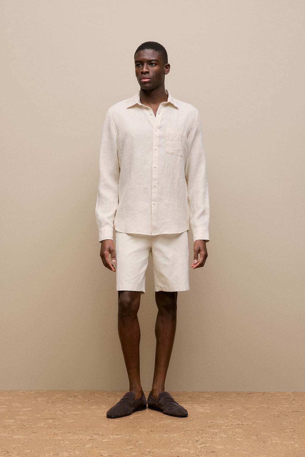 Regular Fit Linen Fine Stripe Shirt
