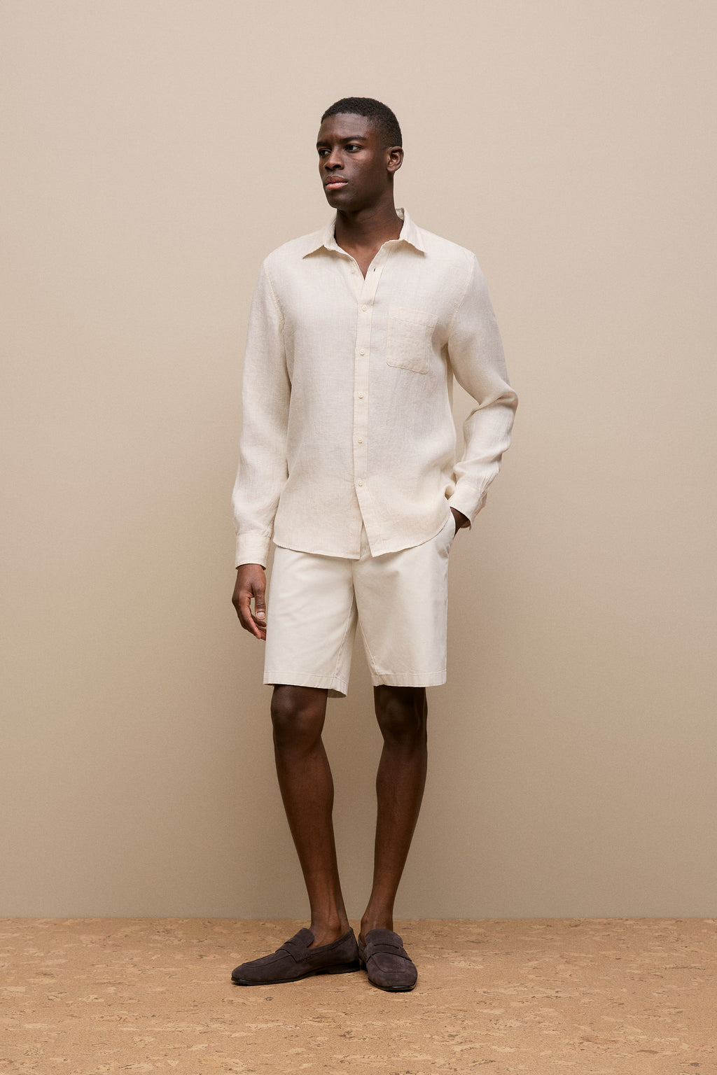 Regular Fit Linen Fine Stripe Shirt