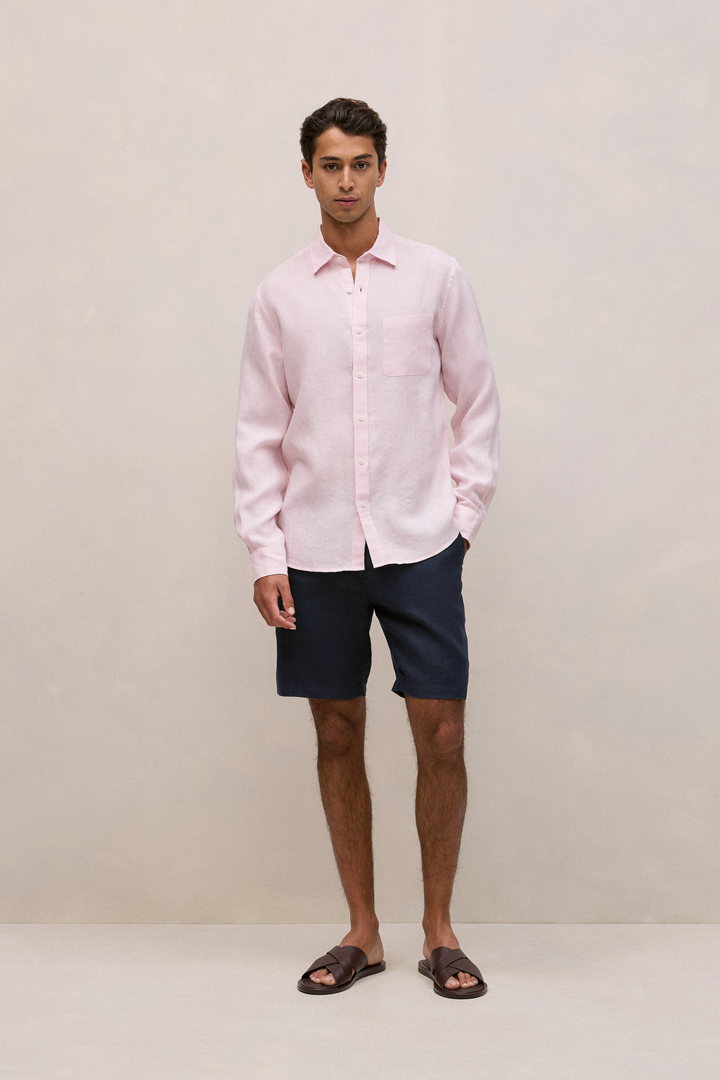 Regular Fit Linen Fine Stripe Shirt