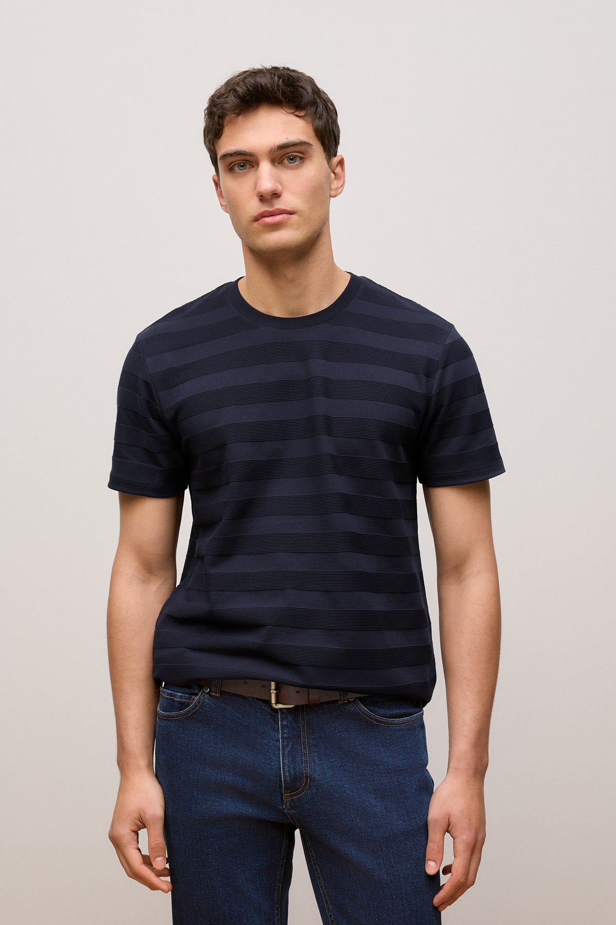 Textured Stripe Crew T-Shirt