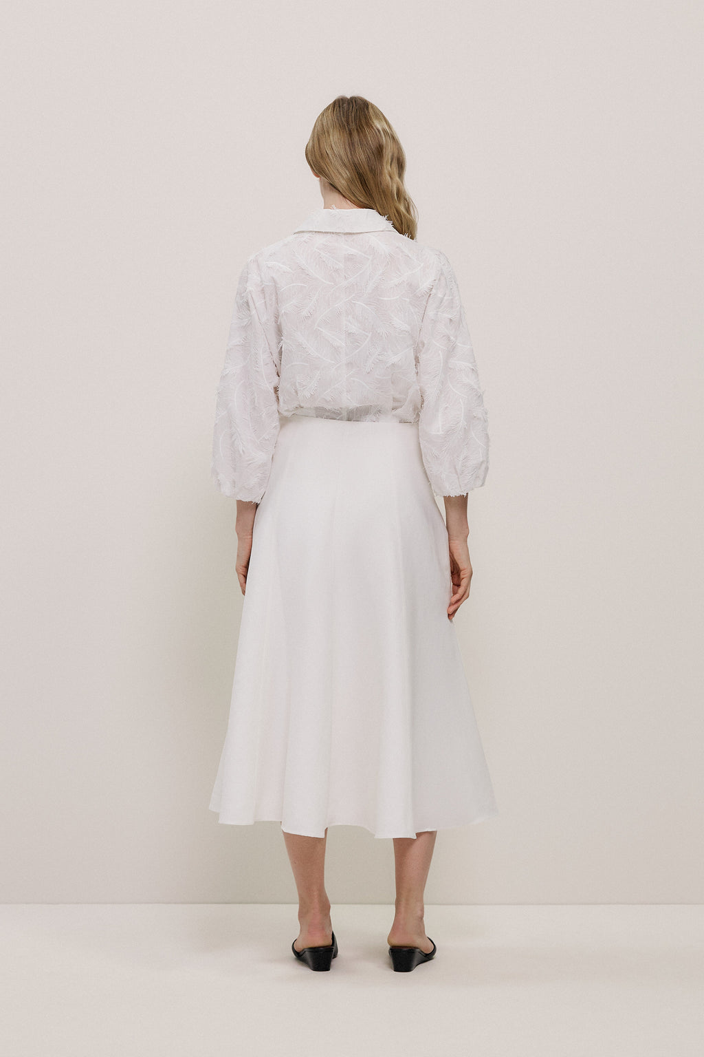 Textured Flare Midi Skirt