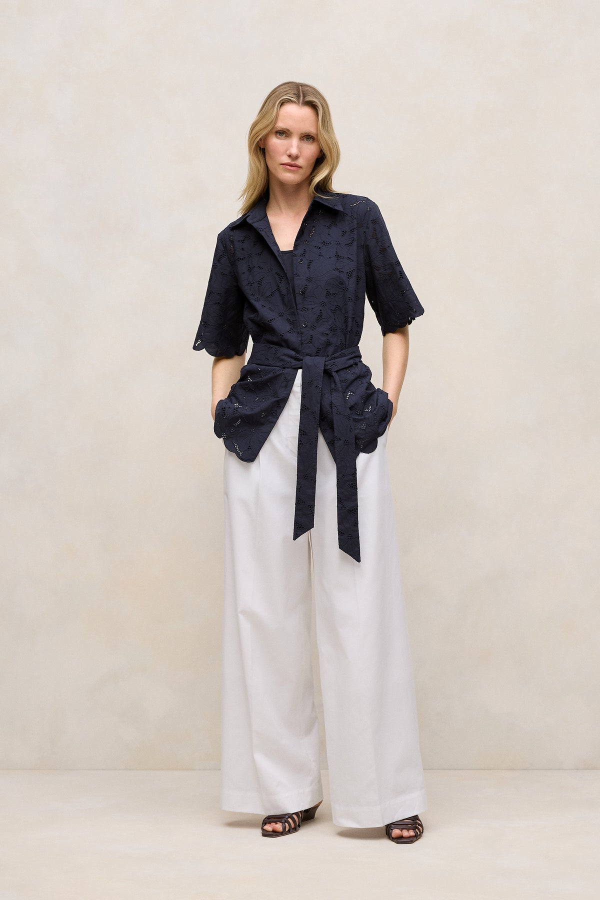 Peony Cutwork Belted Shirt