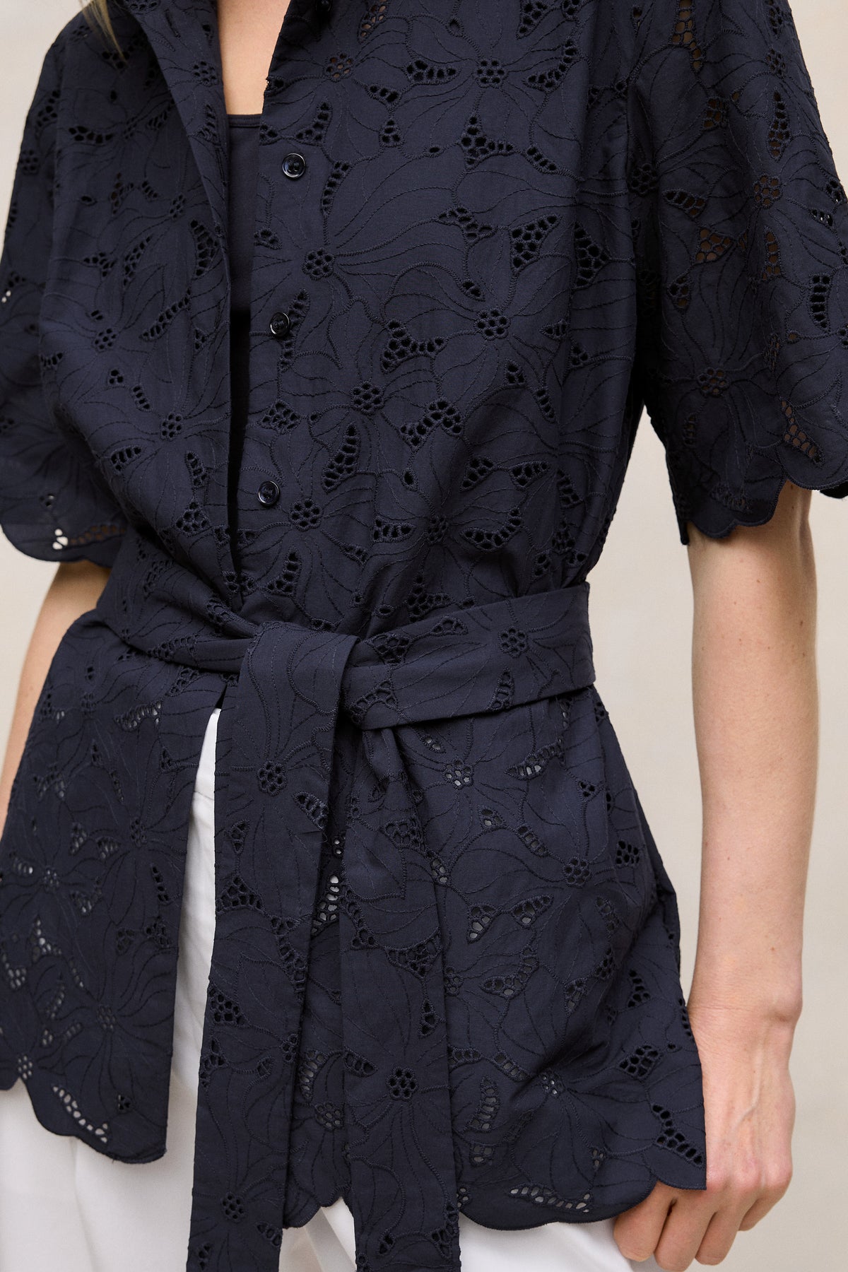 Peony Cutwork Belted Shirt