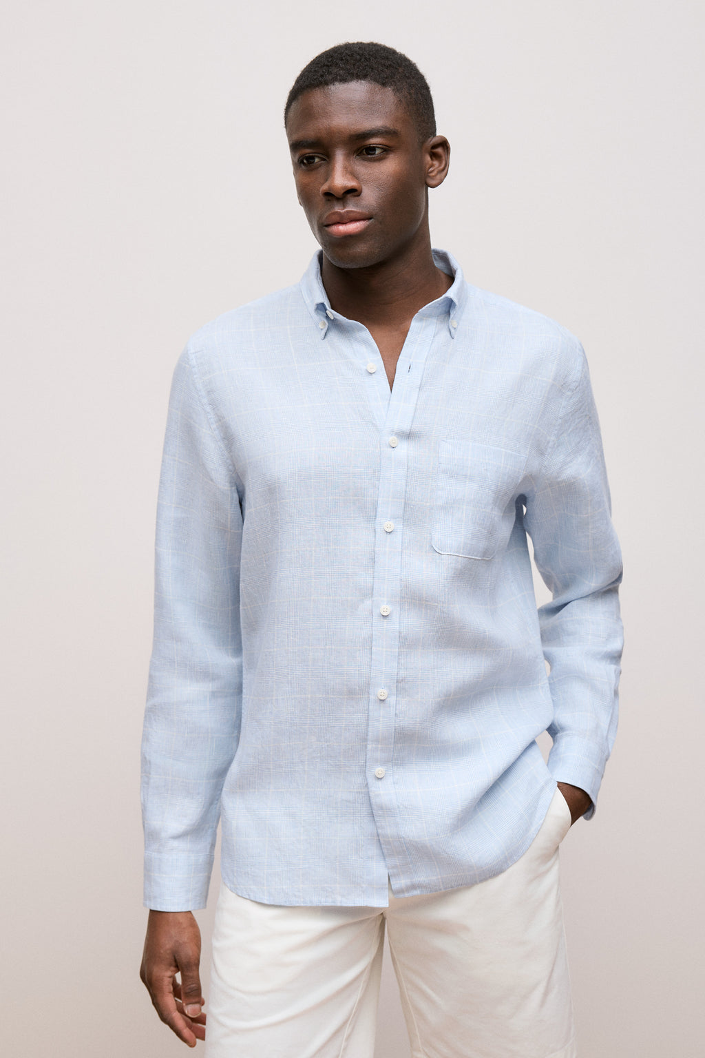 Regular Fit Linen Glen Check Shirt