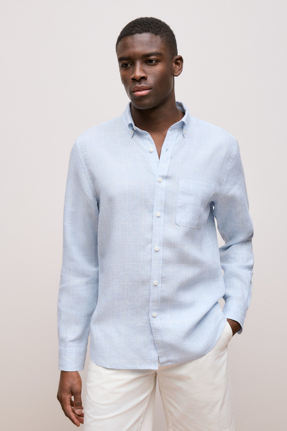 Regular Fit Linen Glen Check Shirt