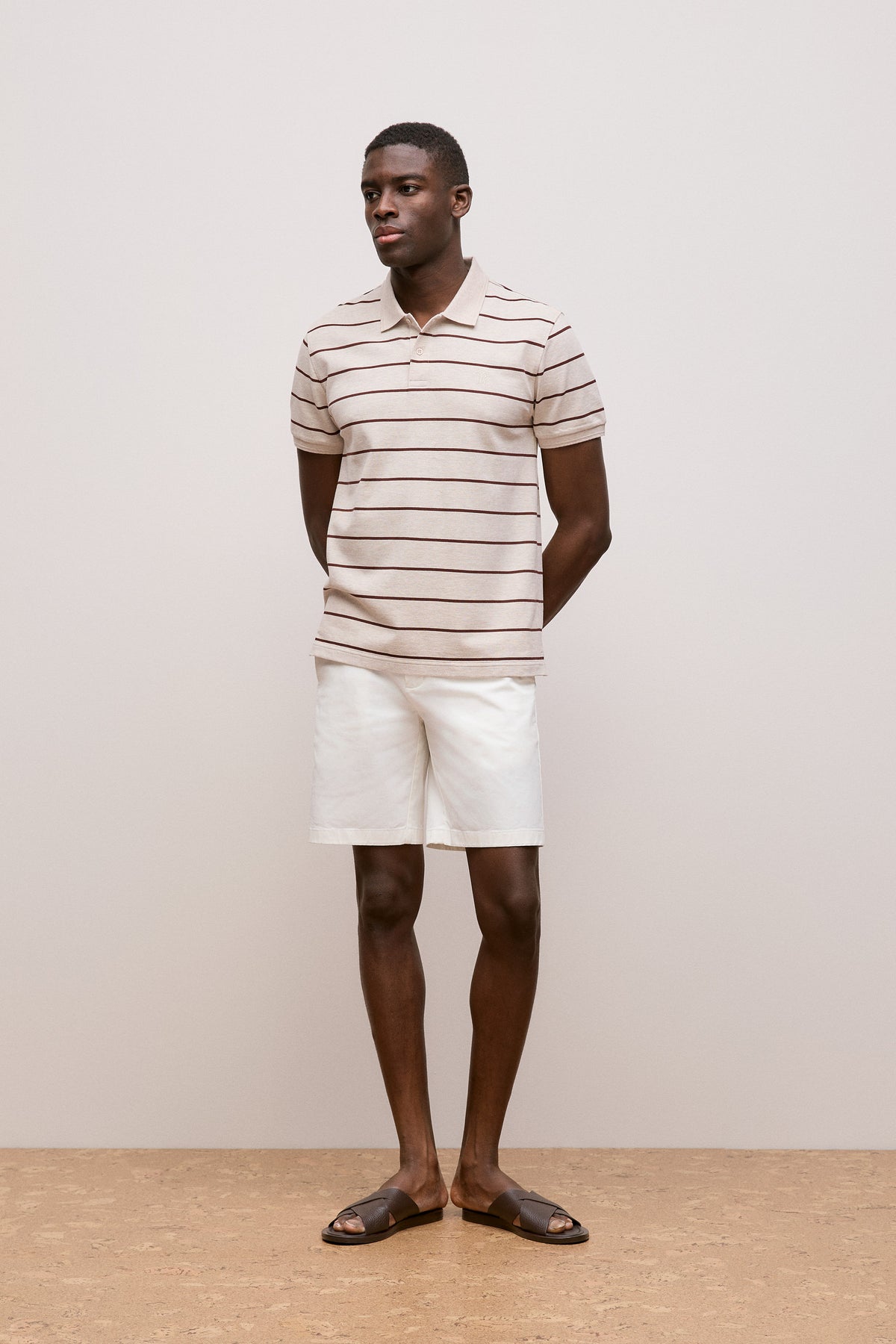 Pique Fine Stripe Monogram Polo