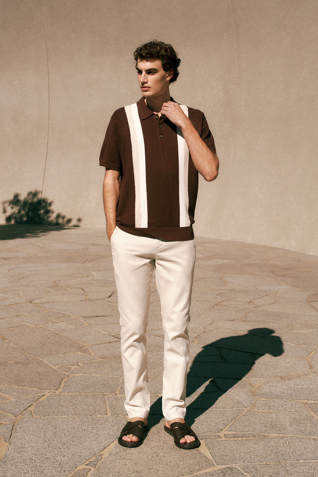 Cotton Linen Graphic Knit Polo