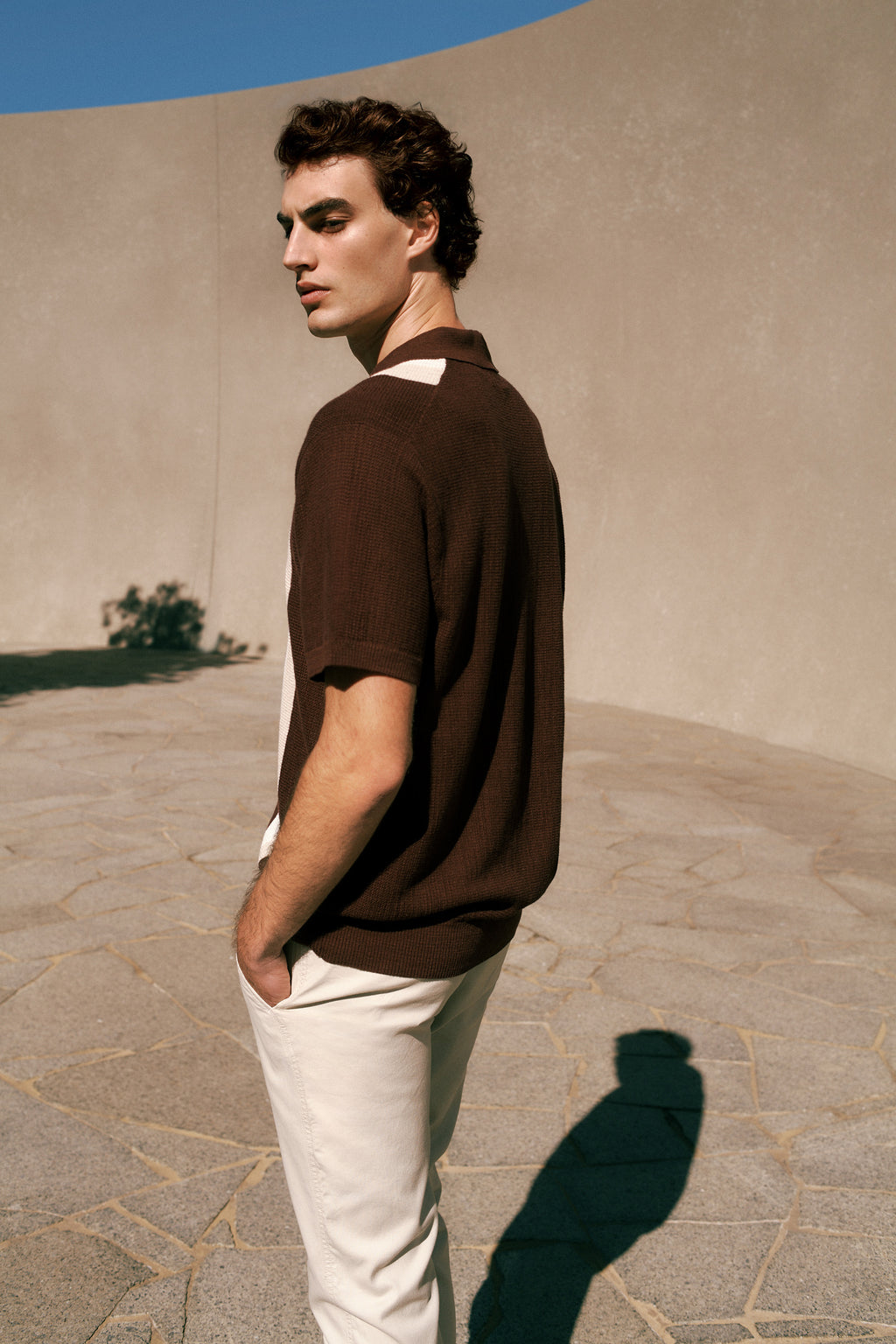 Cotton Linen Graphic Knit Polo