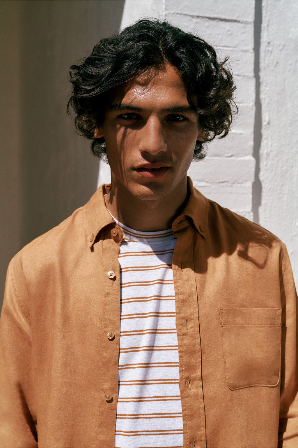 Cotton Linen Double Stripe T-Shirt