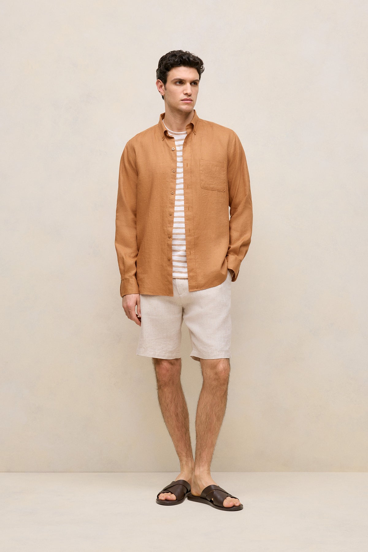 Cotton Linen Double Stripe T-Shirt