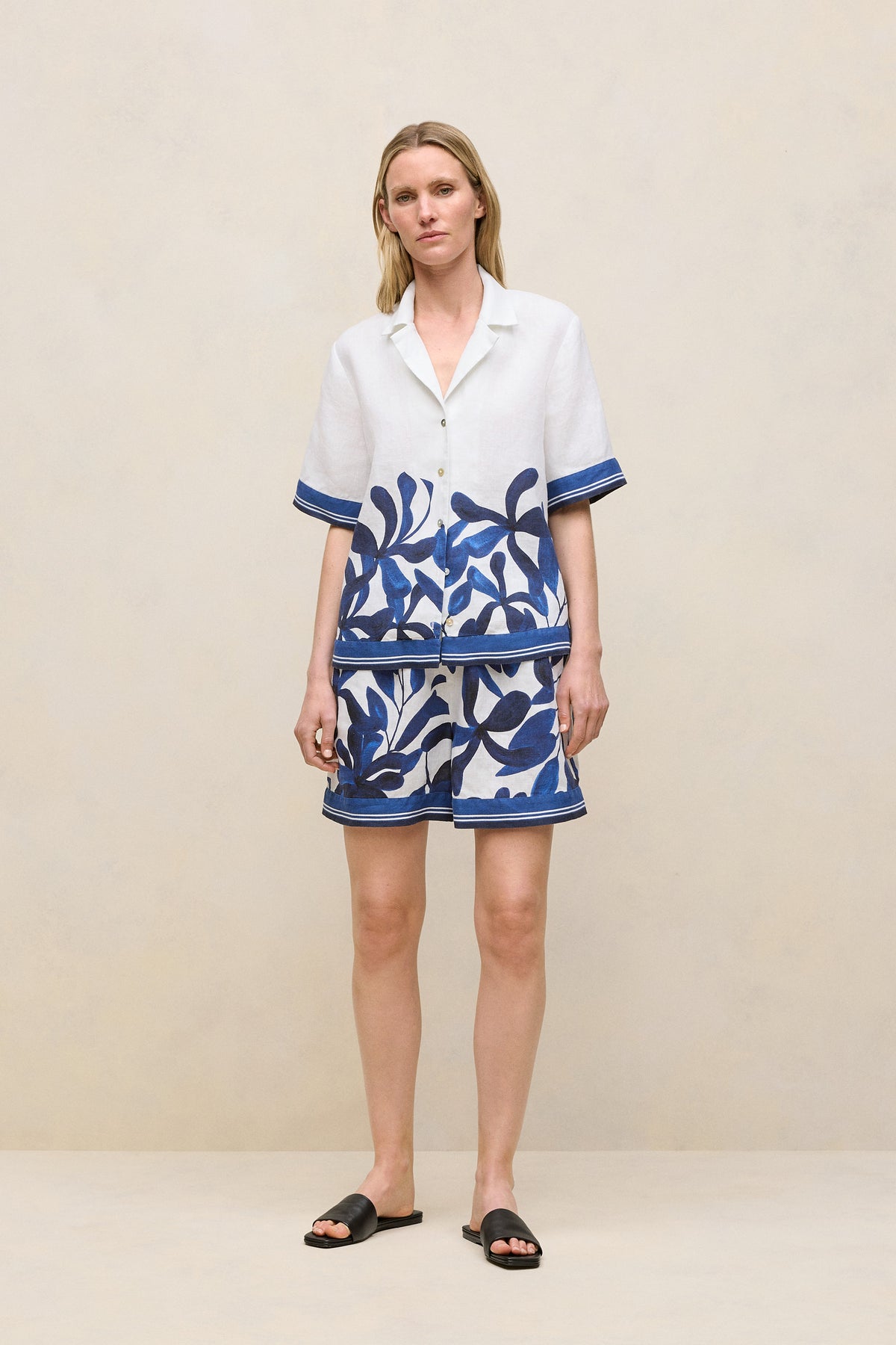 Marea Border Stripe Linen Shirt